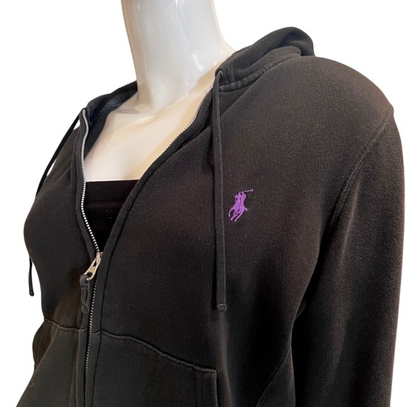 Ralph Lauren Sport Full Zip Hoodie - Black,  Large (BUT fits more like Sm/Med.) - Picture 1 of 9
